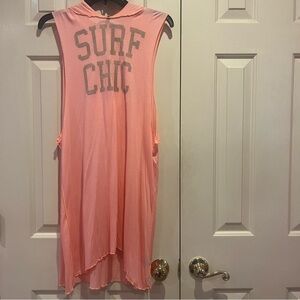 Victoria’s Secret Surf Chic Beach Pool Cover Up Sleeveless Hood Coral Size S